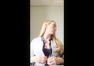 Secretary Showing Off Her Round Butt Tease