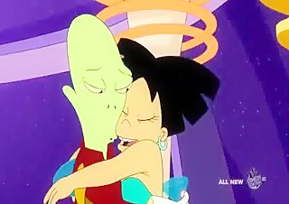 Hentai sex scene at Futurama themed party