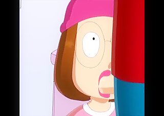 Steve with Meg and Lois in animated hentai threesome